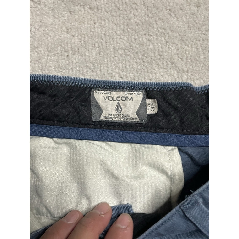 Volcom Shorts Mens Size 32 Blue Canvas Cotton Flat Front Skate Surf Chino - Picture 7 of 13